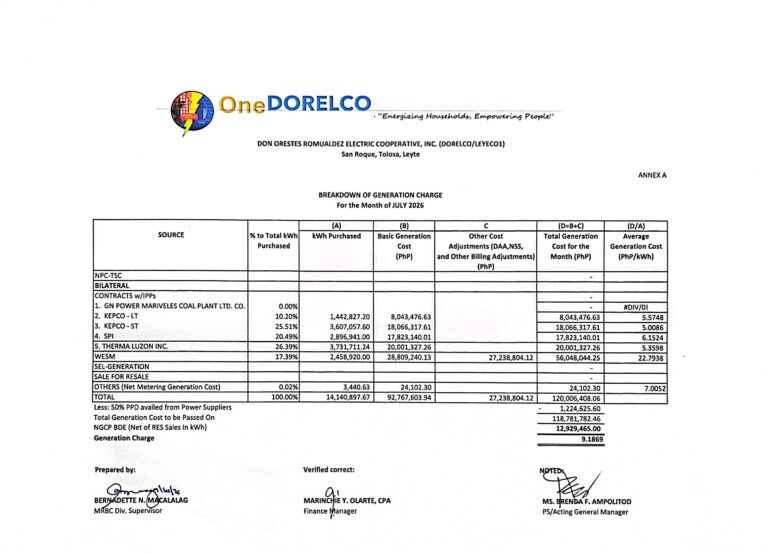 Don Orestes Romualdez Electric Cooperative, Inc. – Electric Utility ...